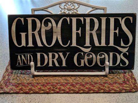 Groceries And Dry Goods Wood Sign Hand Painted Rustic Vintage