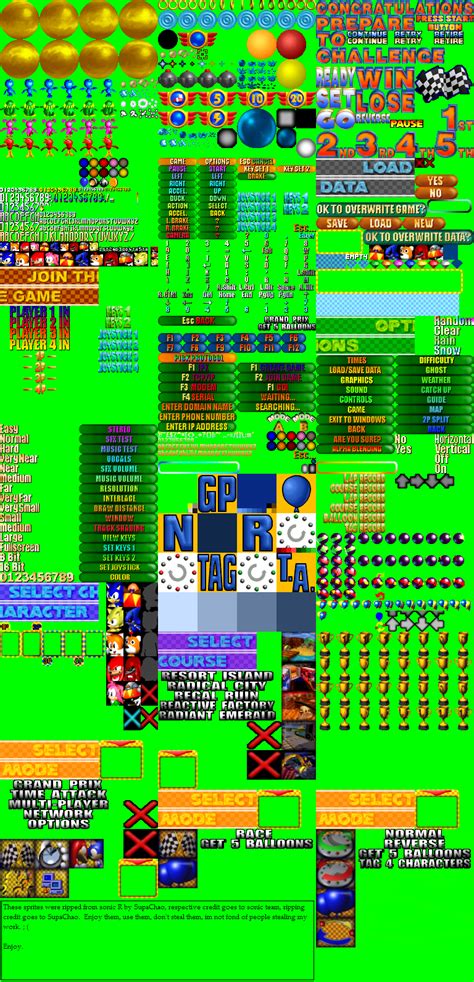 The Spriters Resource Full Sheet View Sonic R General Sprites 1