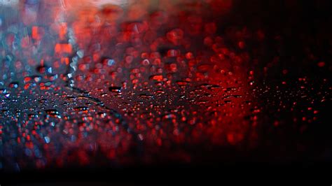 Depth Of Field Dark Glass Lights Water Drops Closeup Bokeh
