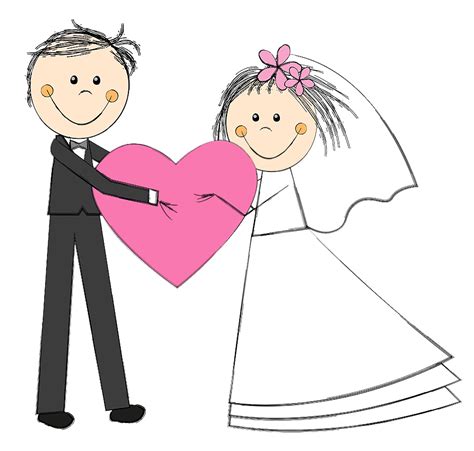Cartoon Wedding Couple With Heart , Transparent Cartoon - Jing.fm png image