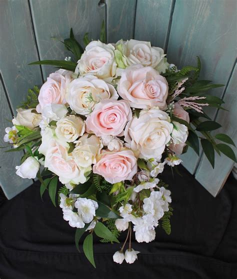 Garden Bouquet Fushia Rubrum And White Cabbage Roses With Etsy