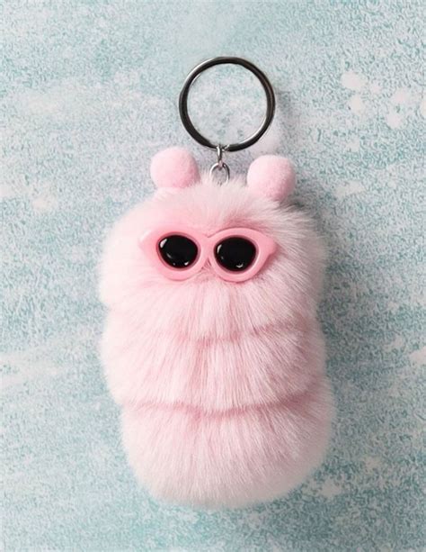 Pink Keychain Pink Faux Fur Zipper Charms Pink Collars Charm T