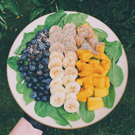 Sliced Blueberries Banana And Pineapple Fruits In Plate Photo Free