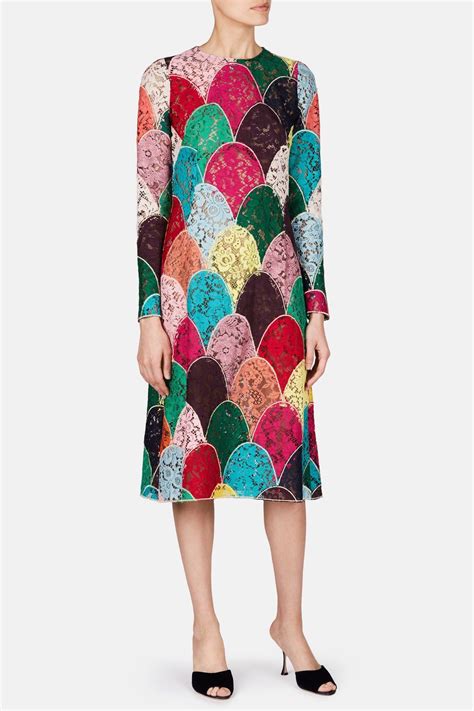 Dolce And Gabbana Lace Patchwork Dress In Multicolor Patchwork Dress Dresses Long Sleeve Dress