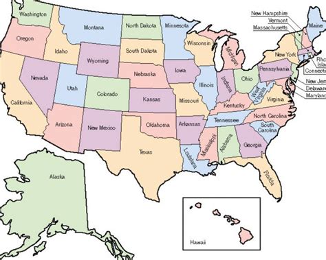 A Labeled Map Of The United States Printable Map