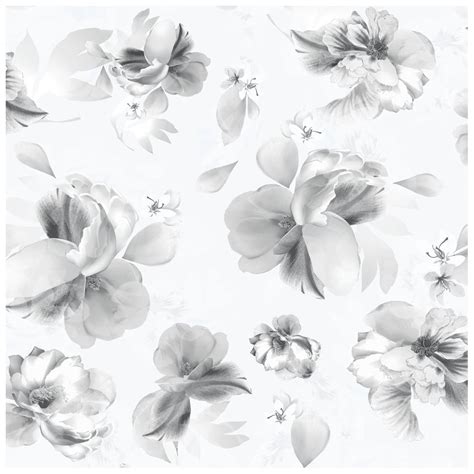 Flower Wallpaper Grey