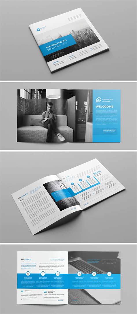 Clean Square Company Profile Brochure Template InDesign INDD | Square company, Company profile ...