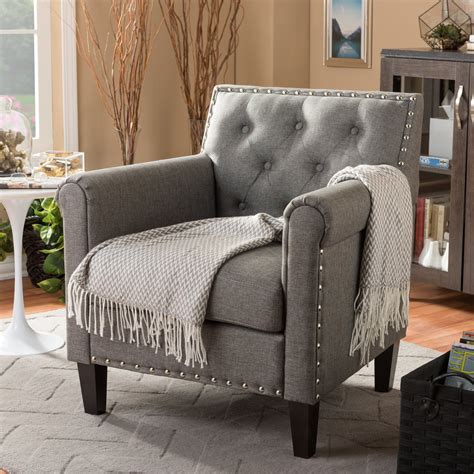 Baxton Studio Teresa Tufted Armchair In Grey Living Room Chairs