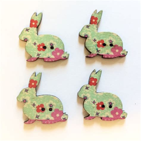 Hopper Rabbits Button Set Of Four Sewing Buttons Blue
