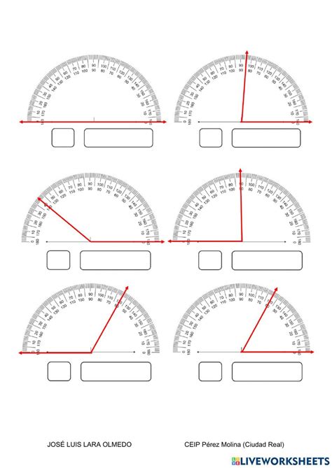 Ejercicio De Medir ángulos Con El Transportador Calculo De Angulos