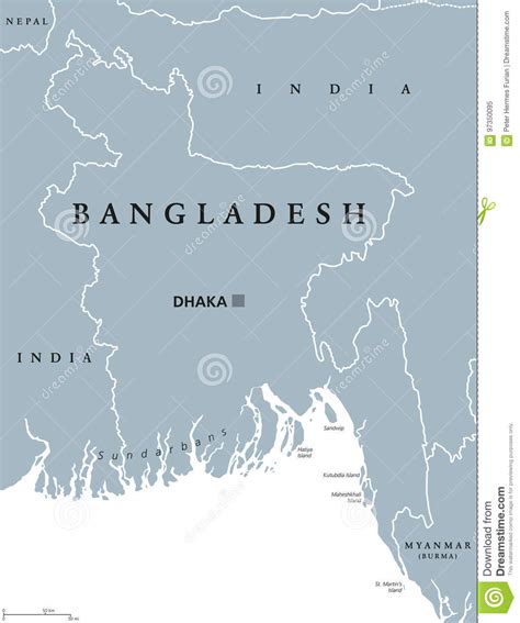 Map Of Bangladesh On Political World Map With Magnifying Glass Vector