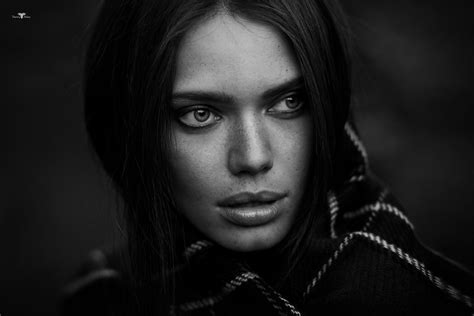 Monochrome Women Model Portrait Face Dmitry Arhar Wallpaper