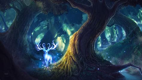 Online Crop Blue Reindeer In Forest Digital Wallpaper Forest