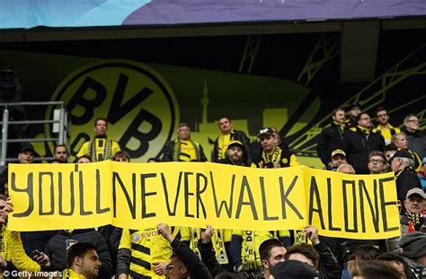 In 1993 we made this version of go west for bvb and it was awesome, very, very popular. Dortmund and Monaco fans sing You'll Never Walk Alone ...