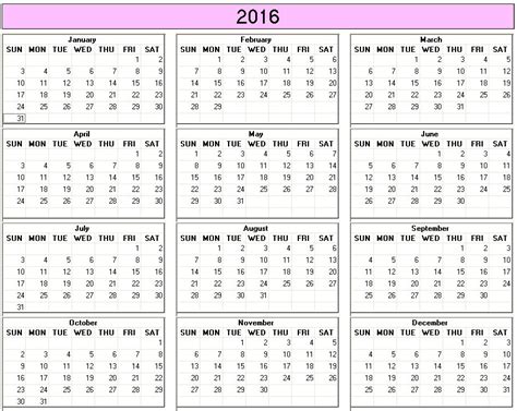 Yearly 2015 Printable Calendar Color Week Starts On Sunday