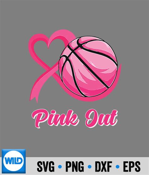 Basketball Breast Cancer Svg Heart Ribbon Basketball Pink Out Breast Cancer Awareness Svg Cut