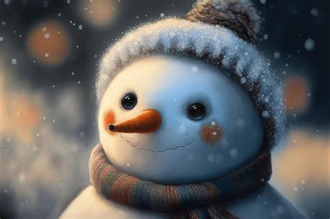 Premium Ai Image Fabulous Snowman In A Portrait With A Sweet Smile