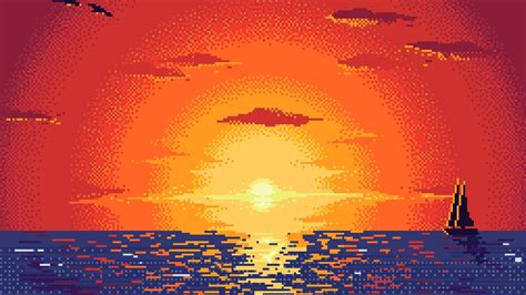 1366x768 Pixel Sunset Digital Art 1366x768 Resolution Wallpaper Hd
