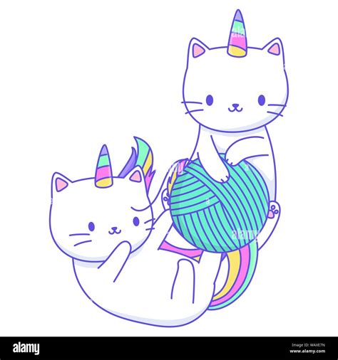 Unicorn Cats Cartoons Design Magic Fantasy Fairytale Childhood And