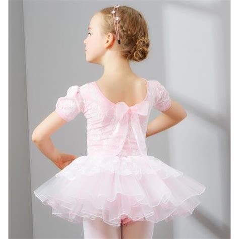Pink Lace Patchwork Short Sleeves Practice Gymnastics Toddlers Child