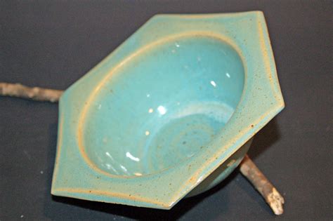 Hexagon Pottery Bowl Green Pottery Bowl Green Ceramic Bowl Ceramics