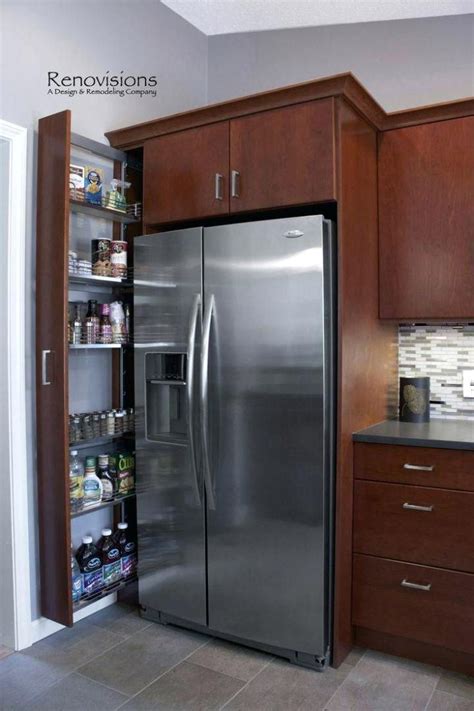 If you have more room to work with, why not include a kitchen island with cupboards for lots of extra storage space. Ikea Refrigerator Cabinet Medium Size Of Cabinets Above ...