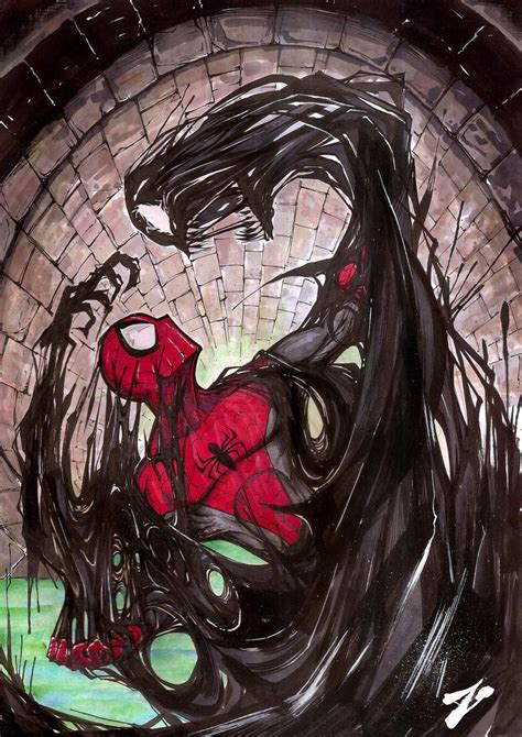 Spiderman Vs Venom Symbiot By Zuleta On Deviantart Marvel Spiderman