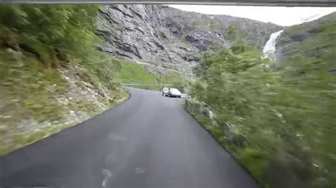 Trollstigen Norway A Steep Mountain Road With Many Hairpin Bends