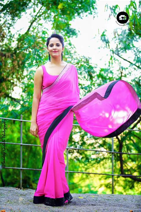 Anasuya Bharadwaj Sexy Pink Saree Pictures Hollywood Tollywood Bollywood Tamil