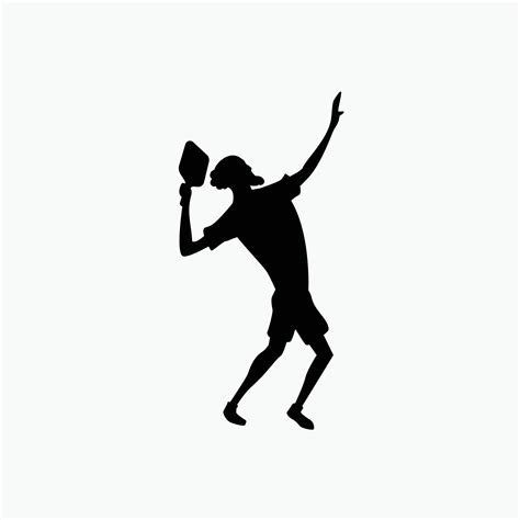 Pickleball Silhouette Vector Graphic With An Old Man Playing Pickleball