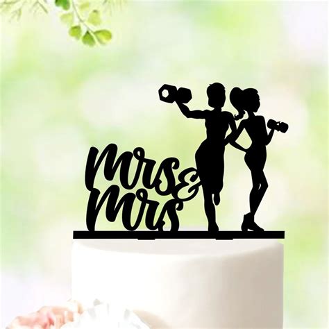 Lesbian Wedding Cake Topper Sports Woman Silhouette Same Sex Mrs And