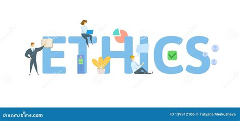 Ethics Concept With People Letters And Icons Flat Vector