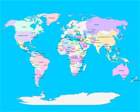 Topografie De Wereld Landen En Hoofdsteden