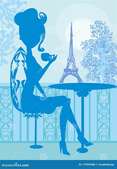 elegant girl in the parisian cafe stock vector illustration of clothes female 179905486