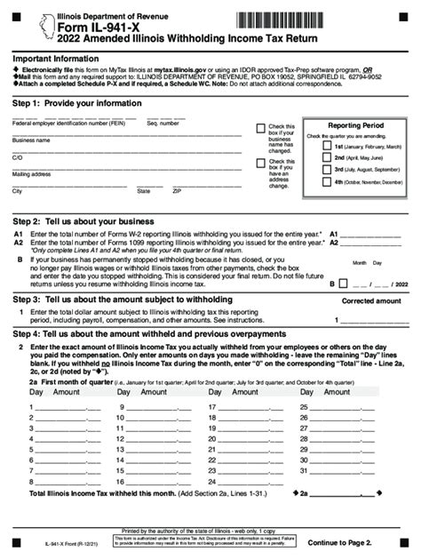 2022 Form Il Dor Il 941 X Fill Online Printable Fillable Blank