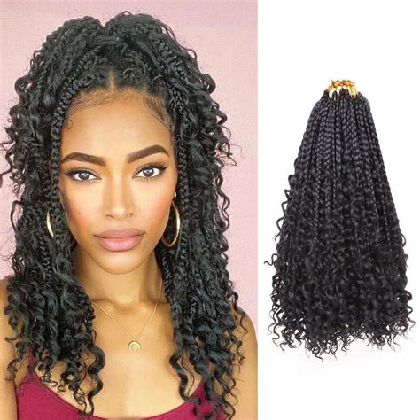 Inch Boho Box Braids Crochet Hair Curly Ends Bohemian Goddess Box