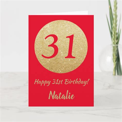 Happy 31st Birthday Red And Gold Glitter Card Zazzle