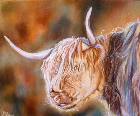 Highland Cow Painting Original Canvas By M James Scottish Wildlife