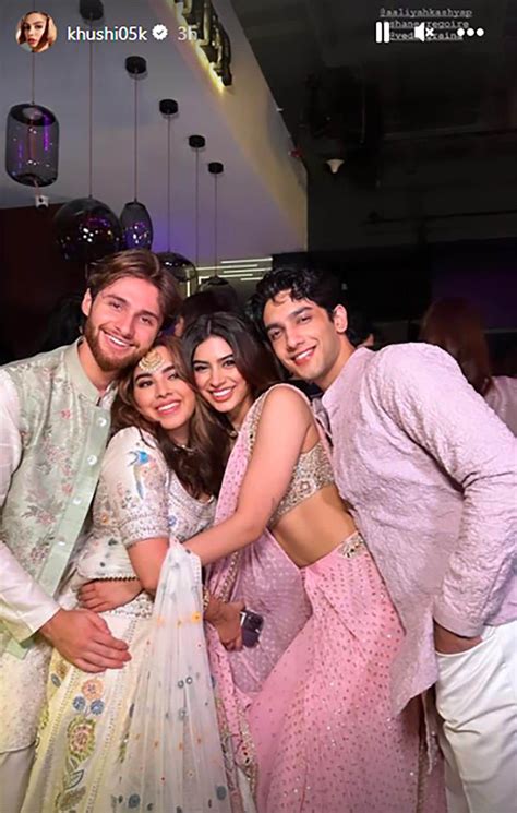khushi kapoor vedang raina in a pic from aaliyah kashyap shane gregoire s engagement