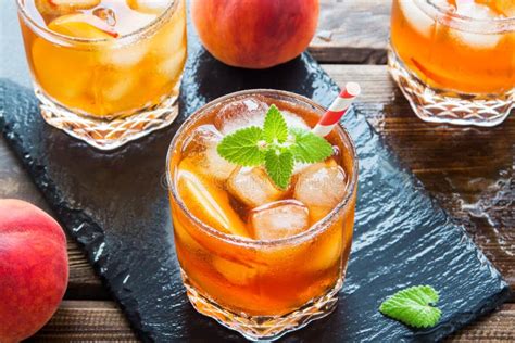 Peach Iced Tea Stock Photo Image Of Refreshing Beverage 93275508