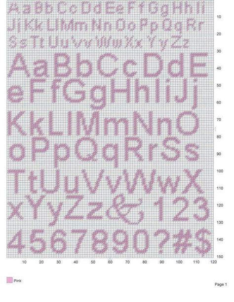 A Cross Stitch Pattern With The Letters And Numbers In Pink White And