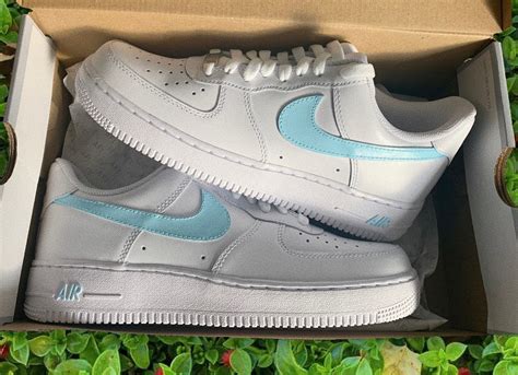 Baby Blue Custom Nike Air Force 1 Light Blue Made To Order Etsy