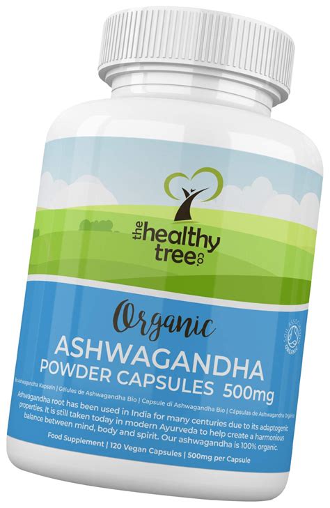 Organic Ashwagandha Capsules By Thehealthytree Company Vegan 100