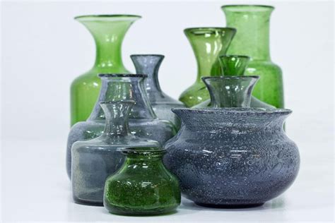 Group Of 10 Swedish Glass Vases By Erik Höglund At 1stdibs
