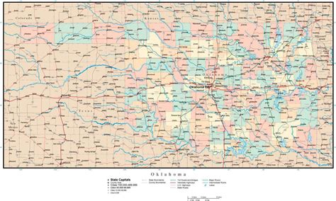 Oklahoma Adobe Illustrator Map With Counties Cities