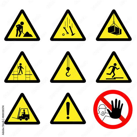 Señales de advertencia o peligro en la construcción obrazy