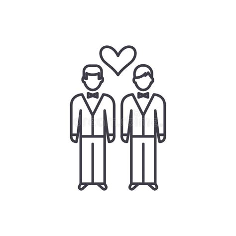 Same Sex Marriage Line Icon Concept Same Sex Marriage Vector Linear Illustration Symbol Sign