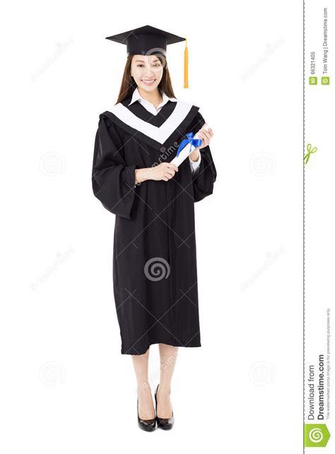 Retrato Hermoso Del Graduado De Universidad De La Mujer Joven Imagen De
