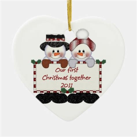 Our First Christmas Together Double Sided Heart Ceramic Christmas