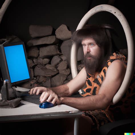 Caveman Using A Computer To Invent The Wheel 50mm Photo Rdalle2